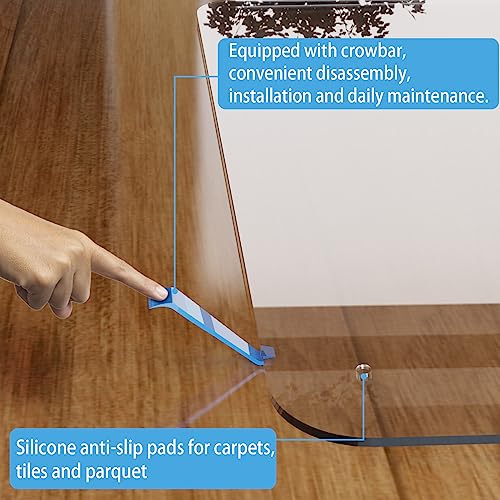 Gloppers Crystal Clear Glass Chair Mat, 48 X 60 Inch, Heavy Duty Tempered Glass - 1/5 Inch Thickness