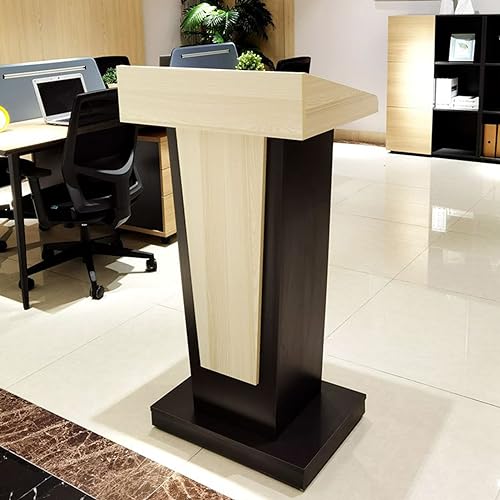 YUZES Wood Lectern Podium Stand with Storage Shelf