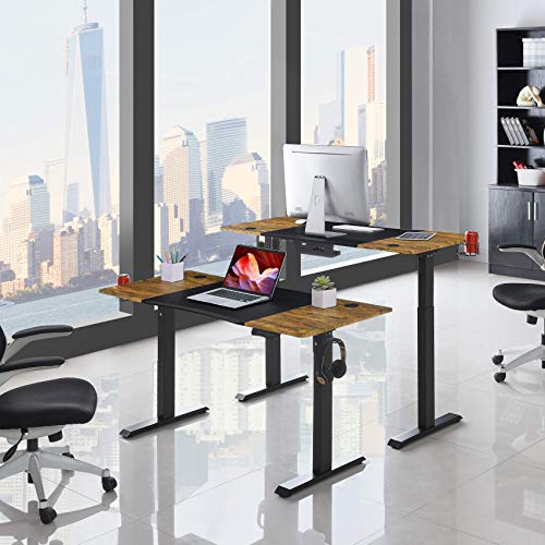 Mr IRONSTONE Electric Height Adjustable Desk 53.5" Standing Desk Sit to Stand Home Office Computer Desk & L-Shaped Desk 50.8" Computer Corner Desk, Home Gaming Desk, Office Writing Workstation