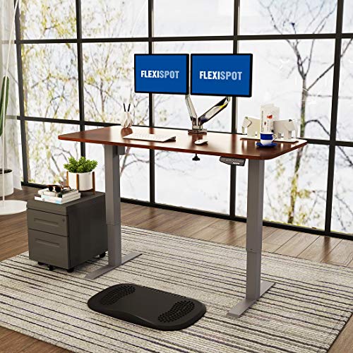 FlexiSpot E1S-R5528N Electric Height Adjustable Desk Home Office Standing Desk(Gray Frame +55 inch Mahogany Top)