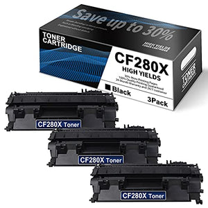 Compatible 3 Black 80X CF280X Toner Cartridge Replacement for HP CF280X Pro 400 M401n(CZ195A) M401dw(CF285A) M401dne(CF399A) M401dn(CF278A) MFP M425dn(CF286A) Printer Toner, 6900 Page High Yield
