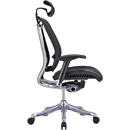 GM Seating Enklave Genuine Leather Ergonomic Office Chair - Lumbar Support, Modern Executive Chair - Black