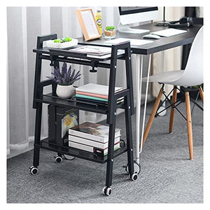 Desktop Printer Stand 3-layer Floor-standing Printer Stand with Storage Laptop Stand with Four Rollers Can Hold 110 Pounds for Office Storage & Organization Printer Desk Stand ( Color : Natural )