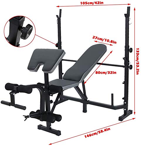 DLWDMRV Professional equipment auxiliary dumbbell bench Weight Benches, Multifunctional Strength Training Benches Workout Station Adjustable Dumbbell Weightlifting Bench with Preacher Curl Leg Develop