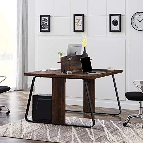 JYCAR Computer Desk, Small Study Writing Desk Simple Style PC Desk, Small Gaming Desk Workstation for Home Office (Brown, 47.2L x 47.2W x 28.7H)
