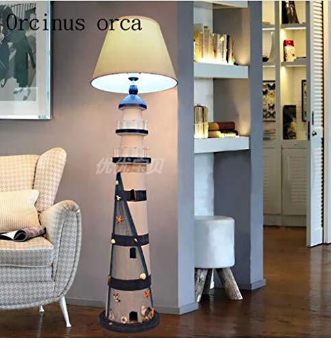 Floor Lamps Mediterranean Simple Creative Children Bedroom Floor Lamp Room Nordic Sea Lighthouse Vertical Desk Lamp Floor Standing Lamp