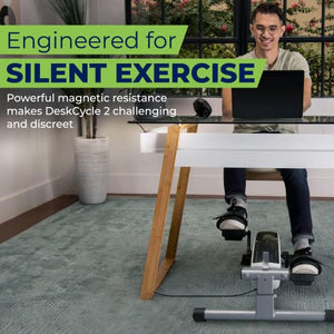 DeskCycle 2 Under Desk Bike Pedal Exerciser with Adjustable Leg - Mini Exercise Bike Desk Cycle, Leg Exerciser for Physical Therapy & Desk Exercise (White)