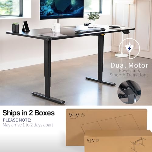 VIVO Electric Height Adjustable Stand Up Desk, 71x36 inch, Black, Dual Motor Frame, Touch Screen Controller, DESK-KIT-2B7B-36
