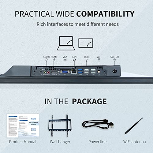 TouchWo 32 inch Interactive Touchscreen Monitor - Smart Board with 1080P Display, Win-10 Electronic Whiteboard - Core i7, 8GB RAM, 256GB ROM