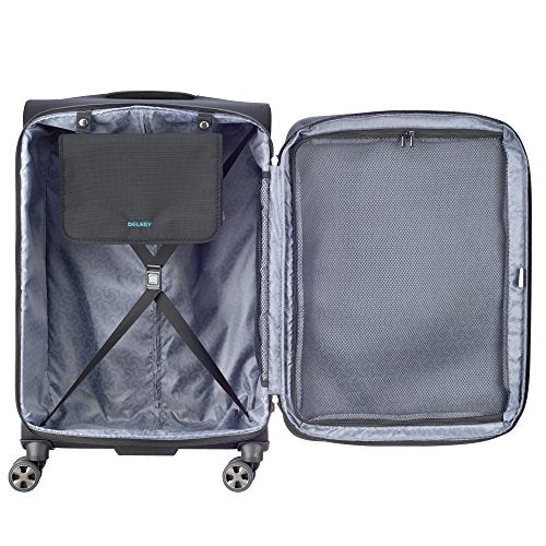 DELSEY Paris Hyperglide Softside Expandable Luggage with Spinner Wheels, Black, Checked-Medium 25 Inch