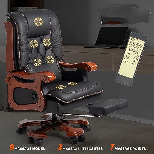 Ergonomic Full Reclining Office Chair with Pedal - Black, As Shown Size