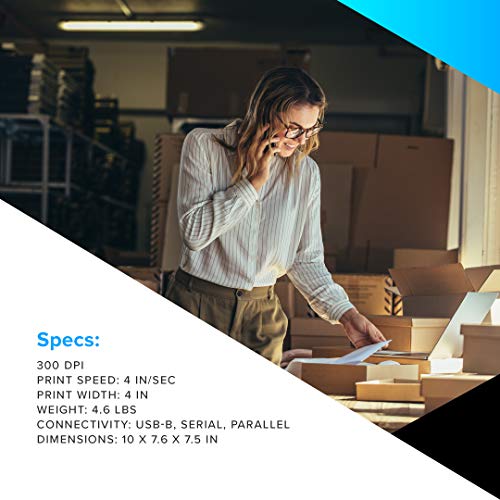 Zebra GX430t Thermal Transfer Desktop Printer Print Width of 4 in USB Serial and Parallel Port Connectivity Includes Cutter - GX43-102512-000