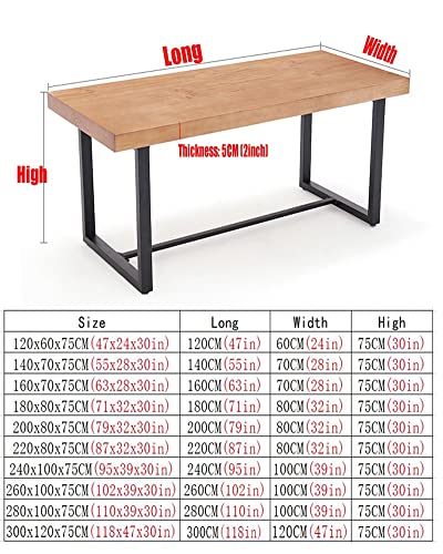 Solid Wood Computer Desk with Metal Legs - Luxury Office Furniture (220x80x75cm & 180x80x75cm)