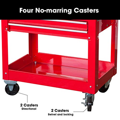 TCE Service Utility Tool Cabinet Cart 350 LBs 2 Drawer Slide Top, Black, ATC310U by TCE