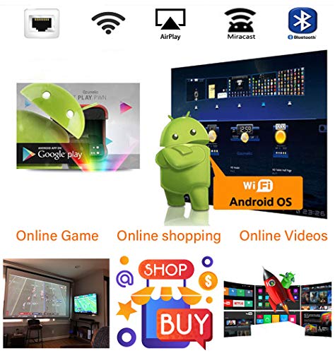 Native 1080p WiFi Projector, Gzunelic 7000 Lumens Smart Bluetooth Projector ± 50° 4D Keystone X / Y Zoom 10000:1 Contrast, Home Theater LED Video HD Proyector Wireless Mirror for iPhone Android