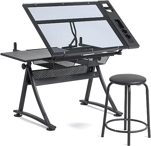 CNAOHGHN Drafting Desk with Liftable Glass Top