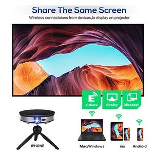 CANGSIKI D8S LED Android 6.0 Smart Projector,4K Decoding True 3D Home Theater Protable Video Projector Octa-core RK3368 CPU with GooglePlay/Netflix/Youtube/Kodi/LiveTV , 3500 Lumens 1080p HD Pico DL(3
