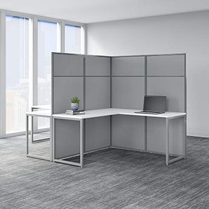 Bush Business Furniture Easy Office 2 Person L Shaped Cubicle Desk Workstation, 60W x 66H, Pure White