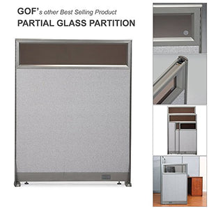 GOF Partial Glass Panel Office Partition Wall Divider (30w x 48h, 3 Qty)