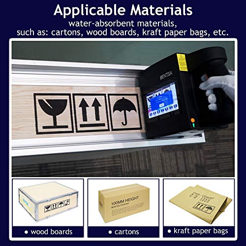 BENTSAI B80 Handheld Inkjet Printer,Large Character Inkjet Printer, Print Height up to 3.93"/100mm, Use for Logo, Painting or DIY on Water-Absorbing Material