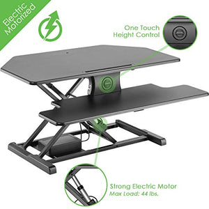 AdvanceUp 37.4" 2-Tier Electric Corner Standing Desk Converter Riser, Motorized Height Adjustable Ergonomic Stand Up Workstation, 44lbs Capacity | Great for Offices & Cubicles with Dual Monitors