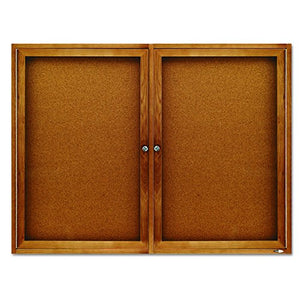 Quartet Enclosed Cork Indoor Bulletin Boards, 3 x 4 Feet, 2 Doors, Oak Finish (364)