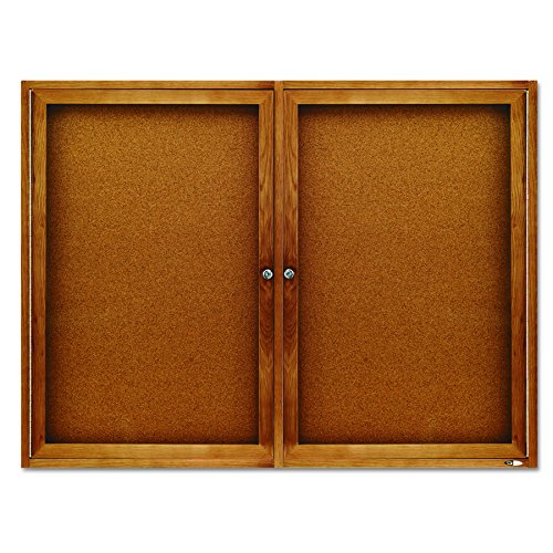 Quartet Enclosed Cork Indoor Bulletin Boards, 3 x 4 Feet, 2 Doors, Oak Finish (364)