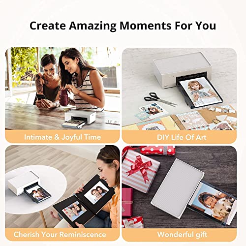 Liene 4x6'' Photo Printer Bundle (60 pcs +2 Ink Cartridges), Wi-Fi Picture Printer, Photo Printer for iPhone, Android, Smartphone, Computer, Dye-Sublimation, Portable Photo Printer for Home Use