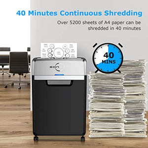 BONSEN Heavy Duty Paper Shredder, 24-Sheet Cross-Cut, 40-Min Continuous Run Time, 9-Gallon Basket