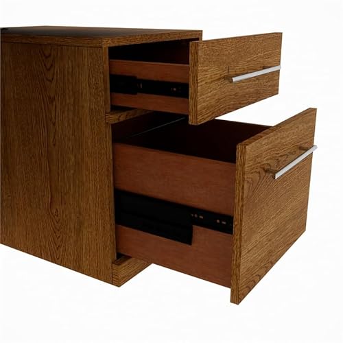 RoomAndLoft Adjustable Height Sit-Stand Desk with Drawers and File Drawer Bookcases