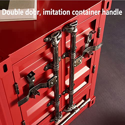 Industrial Retro Metal Storage Cabinet, Double Door Lockers, Blue/Green, 50x38x60cm