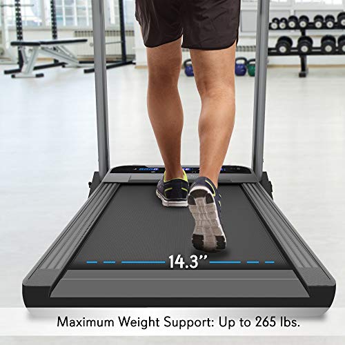 Smart Digital Foldable Fitness Treadmill - Compact Slim Folding Electric Indoor Home Gym Exercise Running Machine with 50.0" x 18.0" belt, Automatic Speed Adjustment, Safety Key - SereneLife SLFTRD60