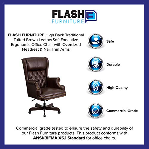 Flash Furniture High Back Traditional Tufted Brown LeatherSoft Executive Office Chair