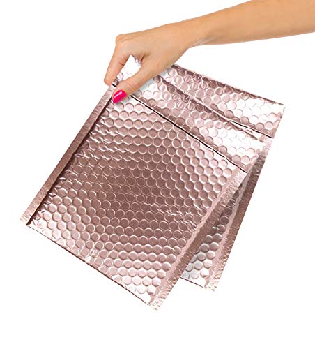 250 Pack Rose Gold Bubble Mailers 6.5 x 9 Metallic Padded Envelopes 6 1/2 x 9 Light Pink Cushion Envelopes. Peal and Seal. Shipping Bags for Mailing, Packing. Packaging in Bulk, Wholesale Price