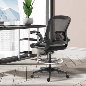 XYZTech Height Adjustable Drafting Chair with Arms, Lumbar Support & Footrest