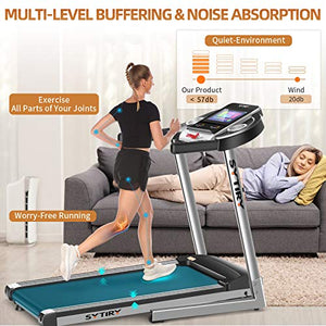 SYTIRY Treadmill with Large 10" Touchscreen and WiFi Connection, YouTube, Facebook and More, 3.25hp Folding Treadmill, Cardio Fitness Running Machine for Walking and Jogging