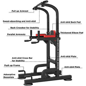 WSSW Power Tower Dip Station Pull Up Bar for Home Gym Adjustable Height Strength Training Workout Equipment