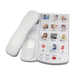 MaGiLL Big Button Cord Phone for Seniors with Picture Memory Key and Amplifier