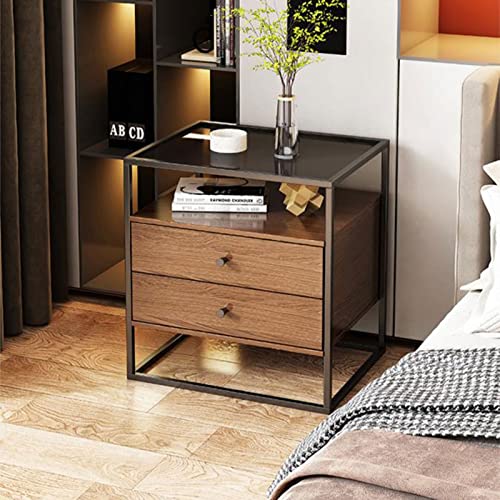 BinOxy Coffee Table with Tempered Glass Top, Metal Frame, Storage Cabinet, and Drawers for Living Room and Bedroom