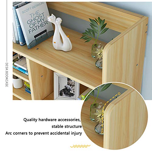Zenglingliang Desktop Bookshelf 3-Tier Organizer Office Storage Rack - Natural, L 32.7