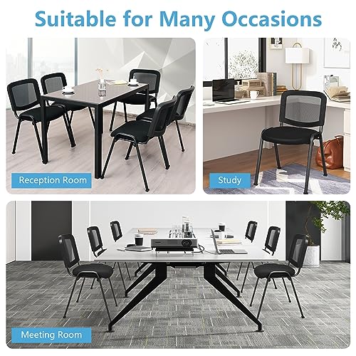 Tangkula Set of 10 Stackable Conference Chairs with Upholstered Seat and Mesh Backrest