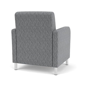 Lesro Siena Fabric Lounge Reception Guest Chair in Gray/Brushed Steel