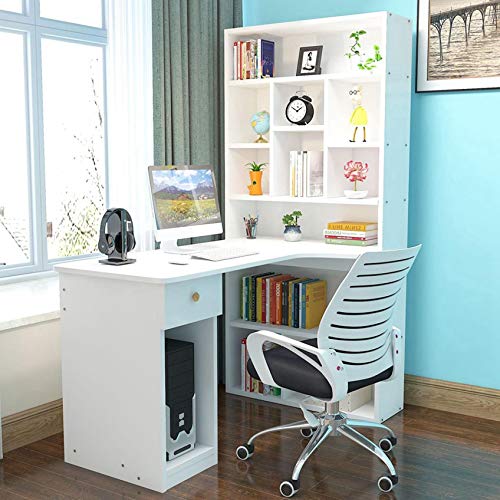 Writing Desk,Working Desk with Bookcase Combination Student Study Table Home Office Workstation Desk Study Gaming Table Modern Bedroom Table