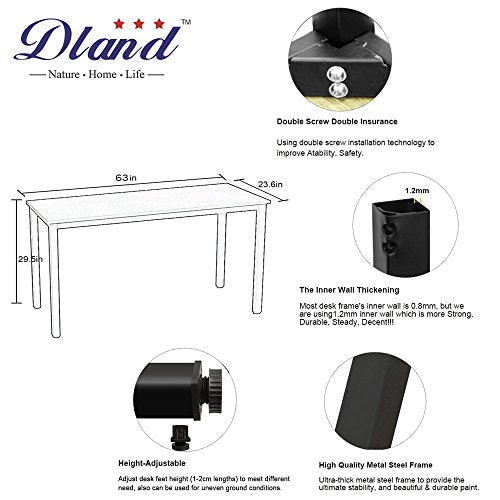 DlandHome 63 inches X-Large Computer Desk, Composite Wood Board, Decent and Steady Home Office Desk/Workstation/Table, BS1-160TB Teak and Black Legs, 1 Pack