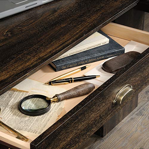Sauder 422710 Barrister Lane L-Desk, Iron Oak Finish