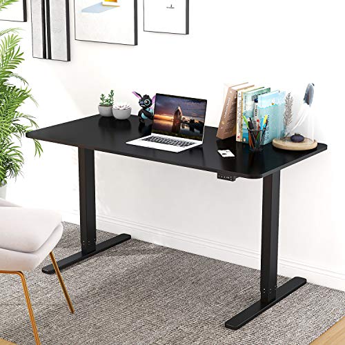 Electric Standing Desk Height Adjustable Desk, 48 x 24 Inches Computer Desk for Workstation Home Office Table Sit Stand Desk with Splice Board/Black Frame