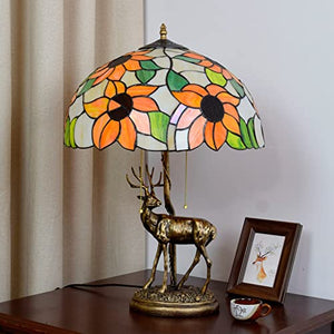 MaGiLL Tiffany Style Sunflower Desk Lamp, 16 Inch - Decorative Art Home Lamp