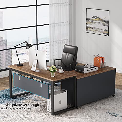 Tribesigns L-Shaped Computer Desk with 47 Inch File Cabinet Set, Large Computer Office Desk Table with Storage Shelves, Industrial Business Furniture with Printer Filing Stand for Home Office