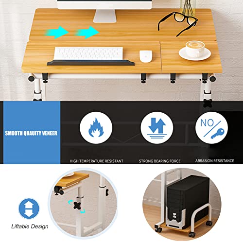 HH&DD Mobile Standing Desk,Adjustable Rolling Laptop Desk with Wheels,Reversible Home Office Laptop Workstation for Home Office-A 80x58cm(31x23inch)