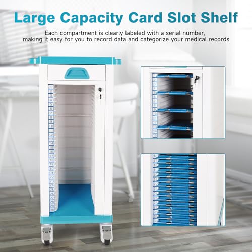Enocreay Mobile Medical Trolley Cart 30 Tiers Shelves Record Archive Cart 132 LBS Load